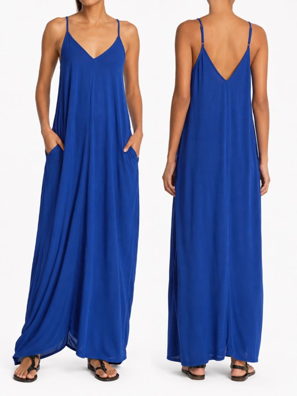 Lovestitch Kimono Pocketed Maxi Dress Blue M/L NWT
